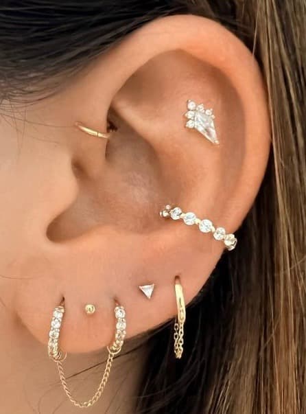 Ear jewelry close-up
