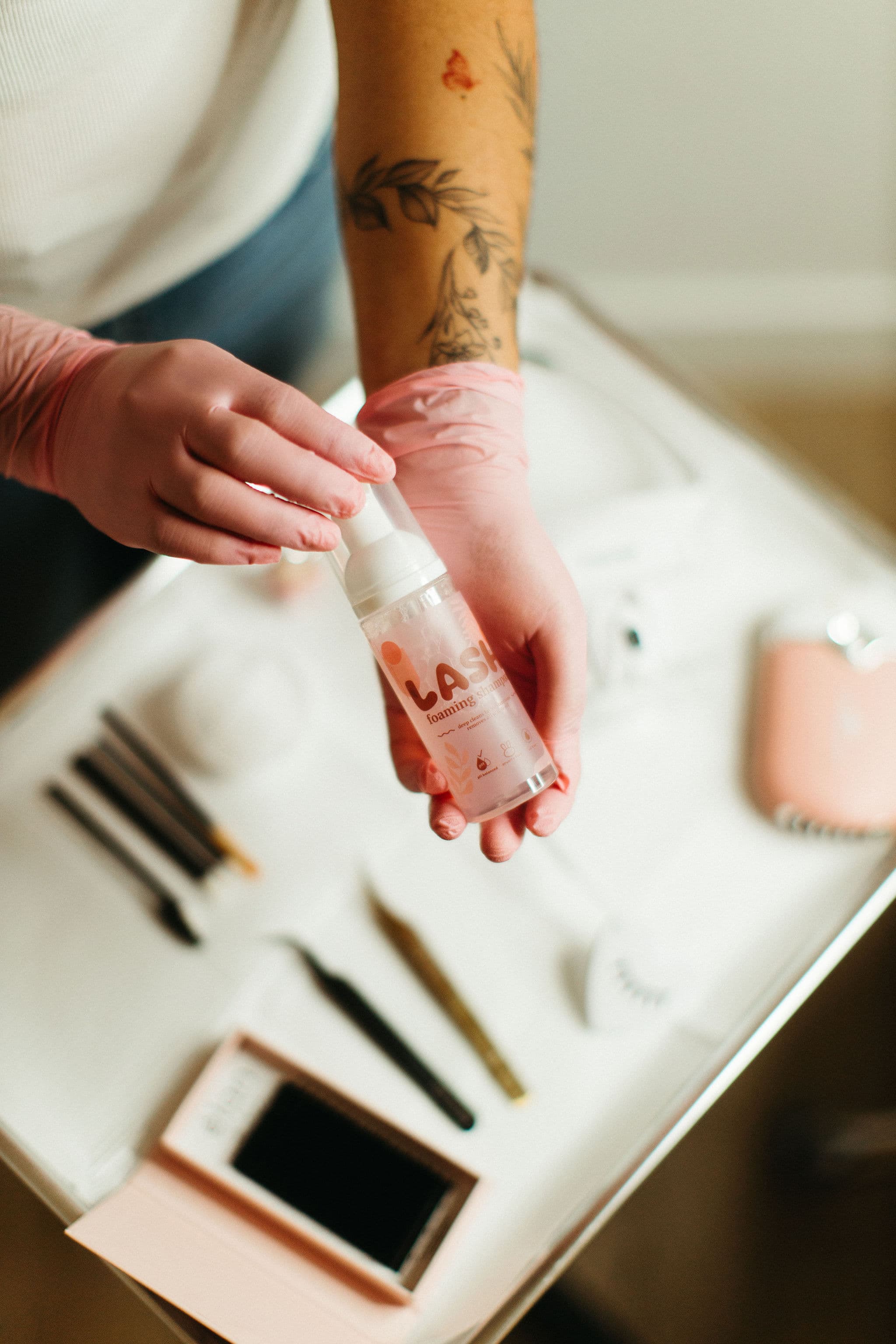 Hands clasping bracelet
